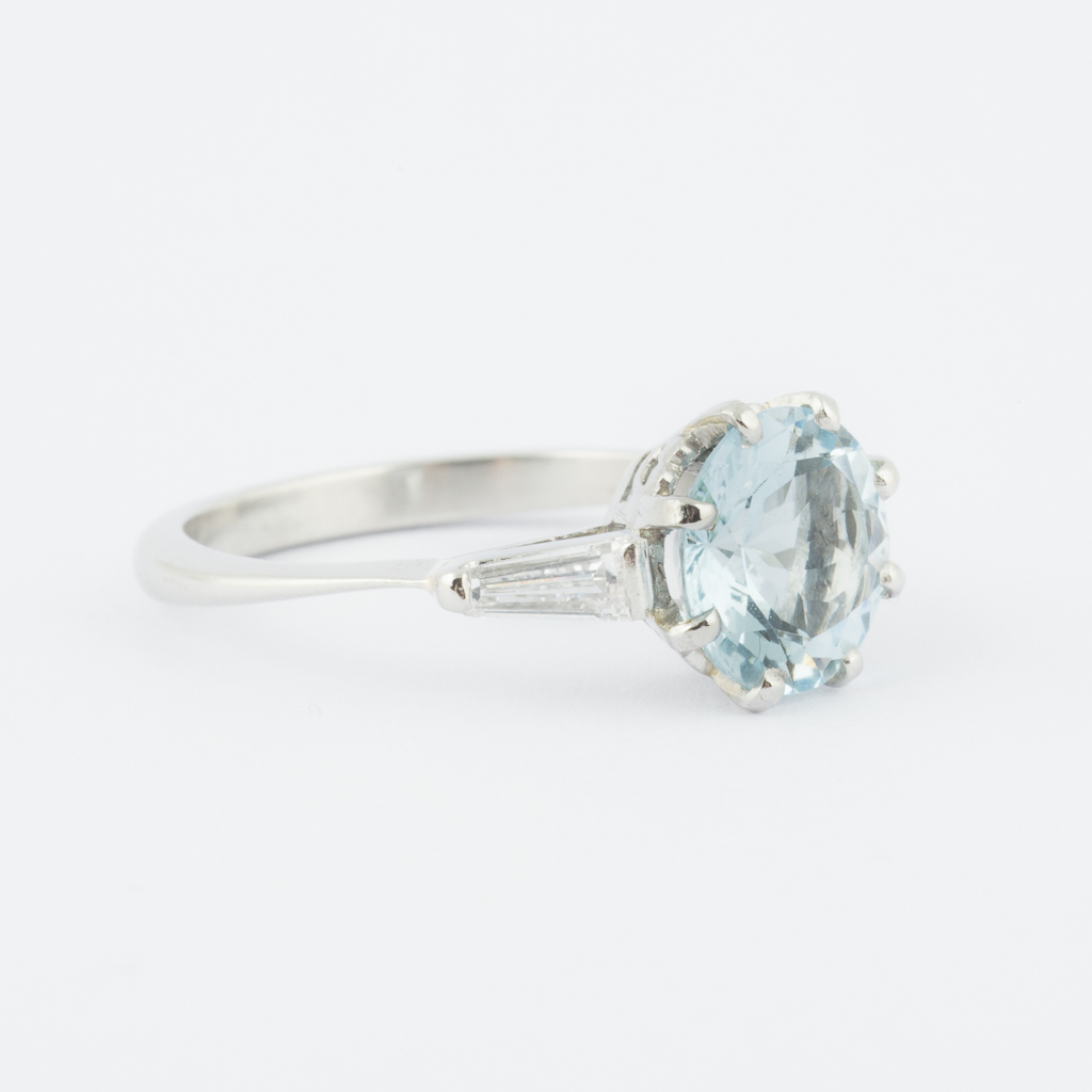 Art Deco aquamarine solitaire and diamond ring – Coco Clara